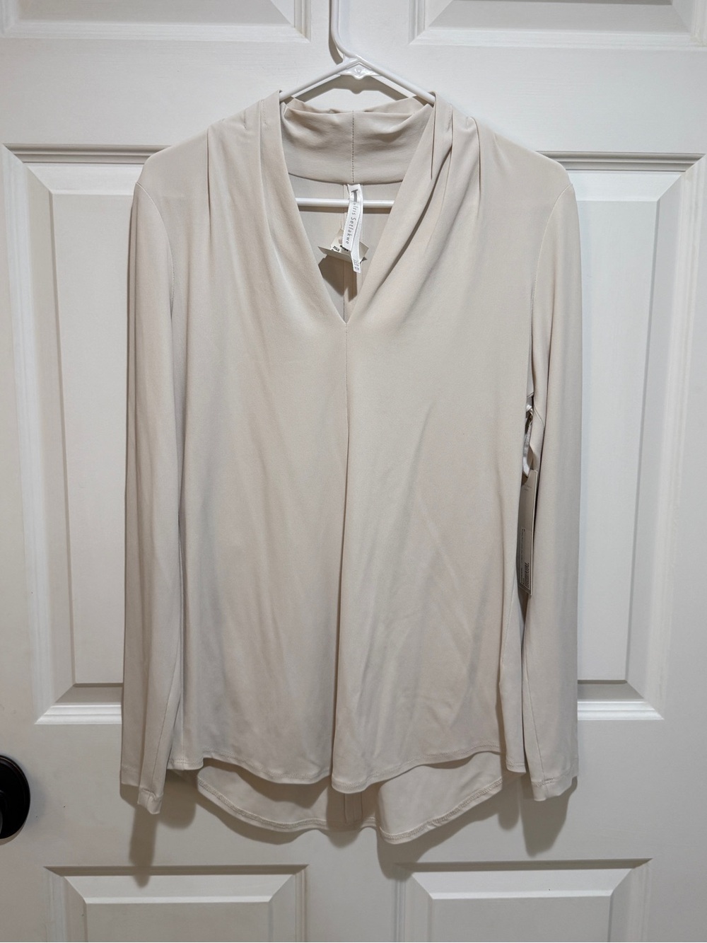 Iris Setlakwe Cream Draped V-Neck Long Sleeve Blouse
